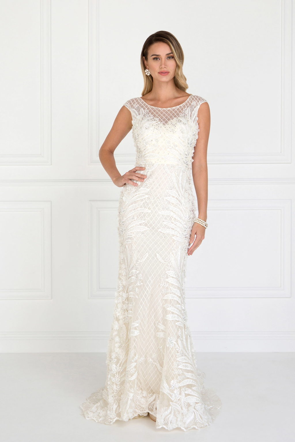 Mesh Mermaid Long Dress with Flower Attached-1