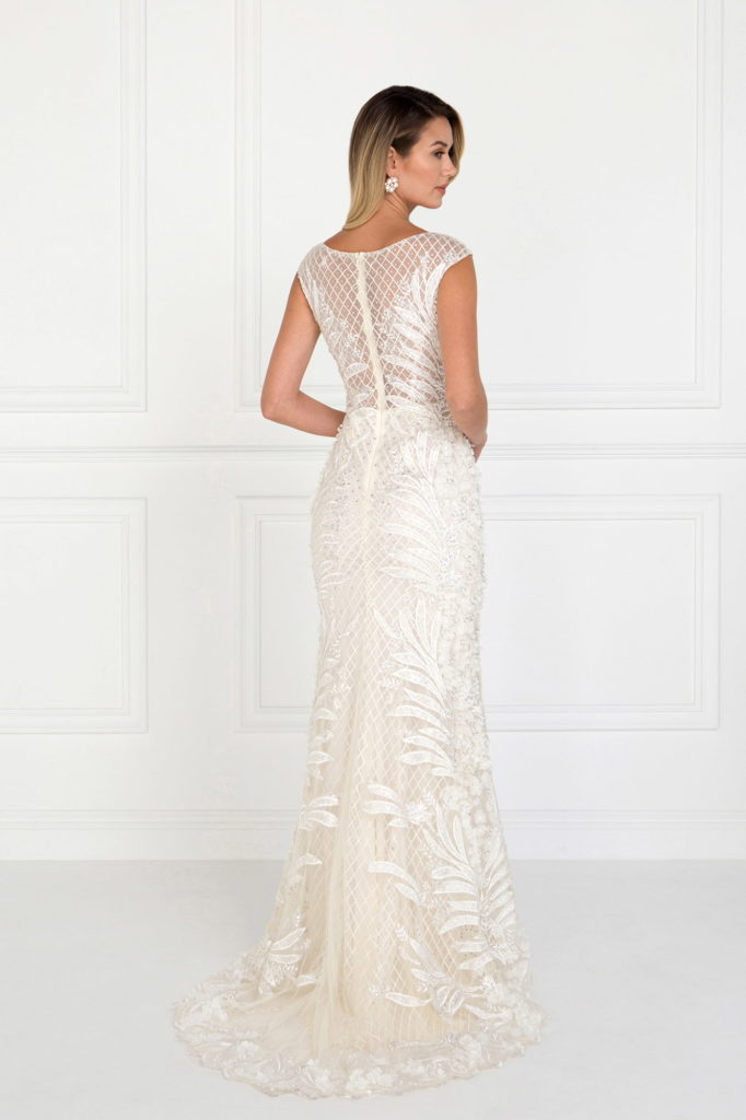 Mesh Mermaid Long Dress with Flower Attached-2