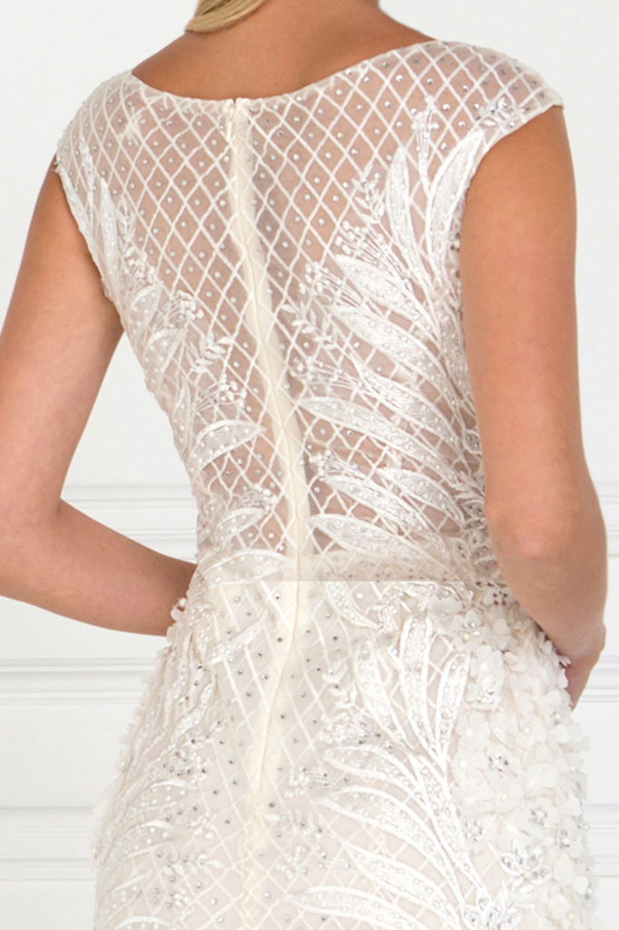 Mesh Mermaid Long Dress with Flower Attached-4