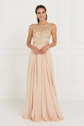 Chiffon Illusion Sweetheart A-Line Long Dress with Cut-Out Back-0