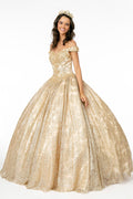 Sweetheart Neckline Cut-Away Shoulder Glitter Mesh Quinceanera Dress-0