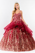 Sequin & Embroidery Embellished Bodice Glitter Mesh Quinceanera Dress-0