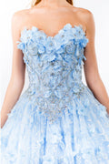 Sweetheart Neckline Beads and Jewel Embellished Bodice Quinceanera Dress w/ Mesh Cape-5