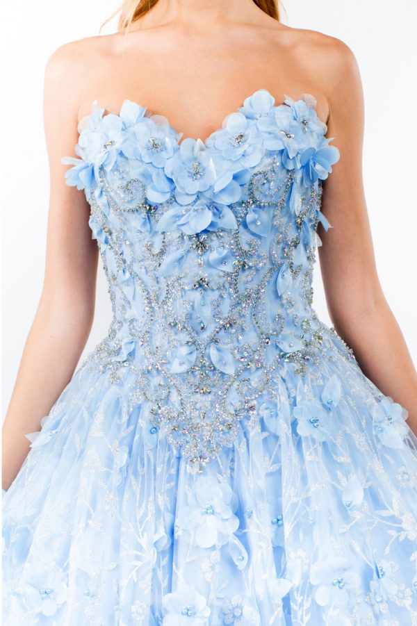 Sweetheart Neckline Beads and Jewel Embellished Bodice Quinceanera Dress w/ Mesh Cape-5