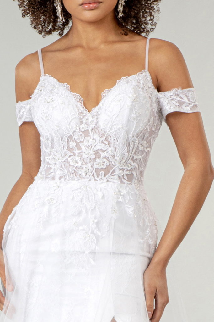 Sweethearted Embroidered Spaghetti Strap Wedding Gown w/ Lace Lining-3