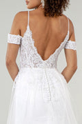 Sweethearted Embroidered Spaghetti Strap Wedding Gown w/ Lace Lining-4
