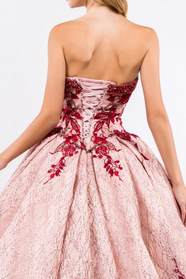 Beads Embellished Neckline Full Glitter Mesh Quinceanera Dress-3