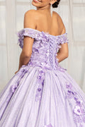 3D Floral Applique and Jewel Embellished Glitter Mesh Quinceanera Dress-4