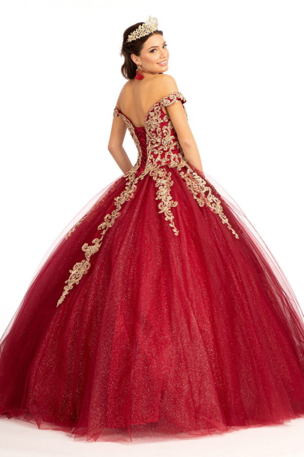 Embroider Embellished Sweetheart Glitter Mesh Quinceanera Dress-3