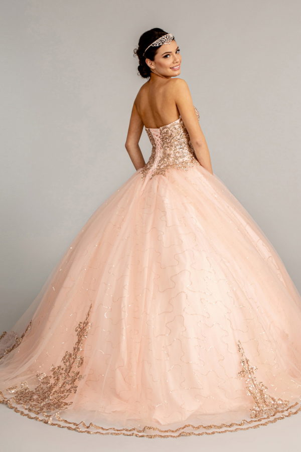 Sequin and Glitter Embellished Sweetheart Quinceanera Dress-2