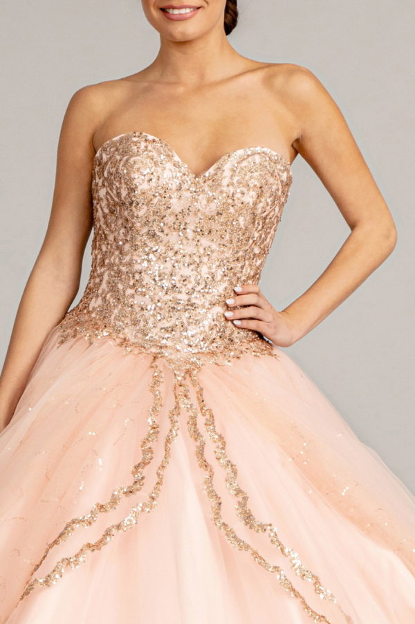 Sequin and Glitter Embellished Sweetheart Quinceanera Dress-3