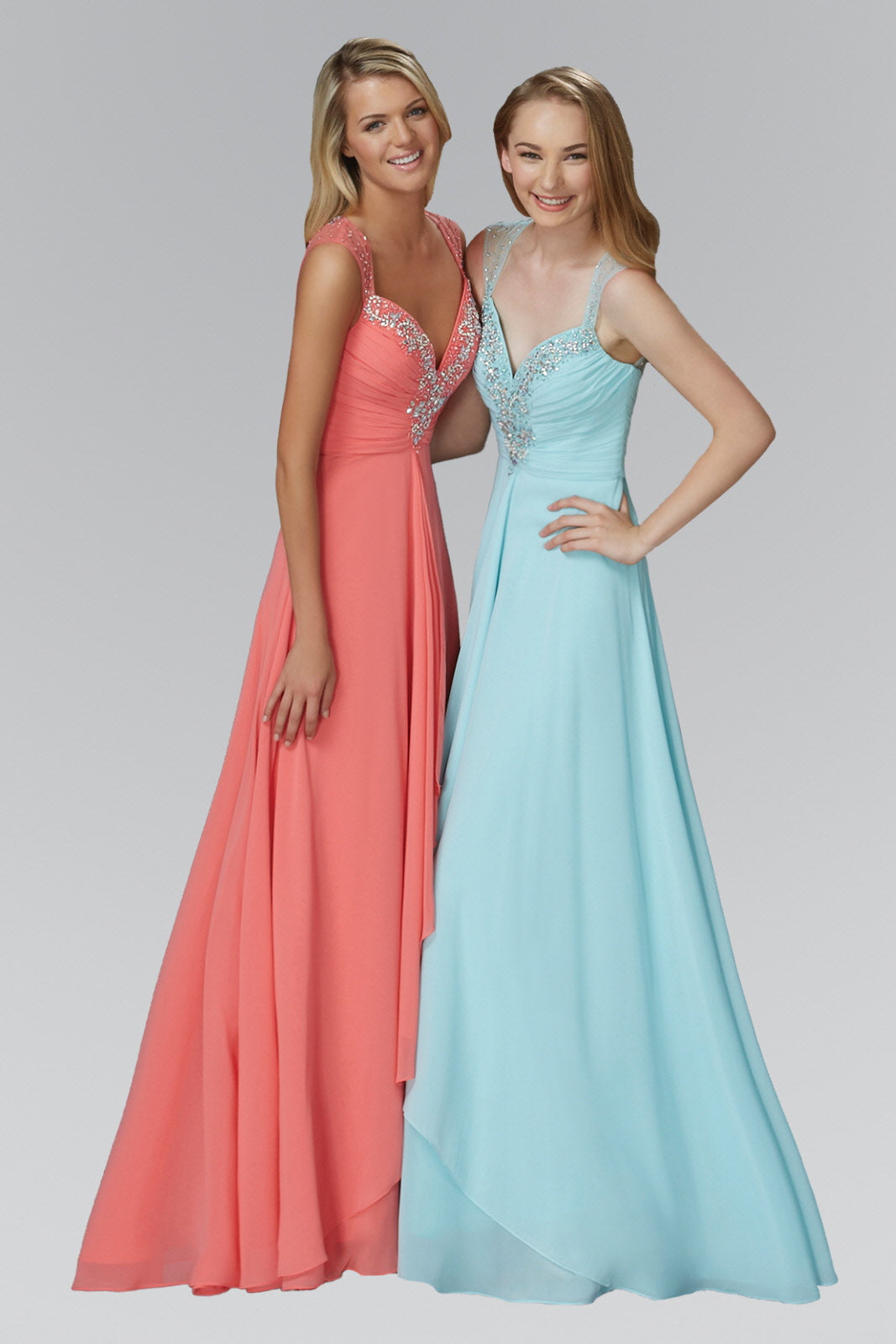 Sweetheart Long Chiffon Dress with Beaded Detailing-3