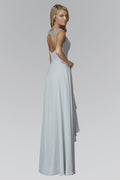 Sweetheart Long Chiffon Dress with Beaded Detailing-0
