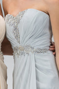 Strapless Sweetheart Long Dress with Pleated Bodice-3