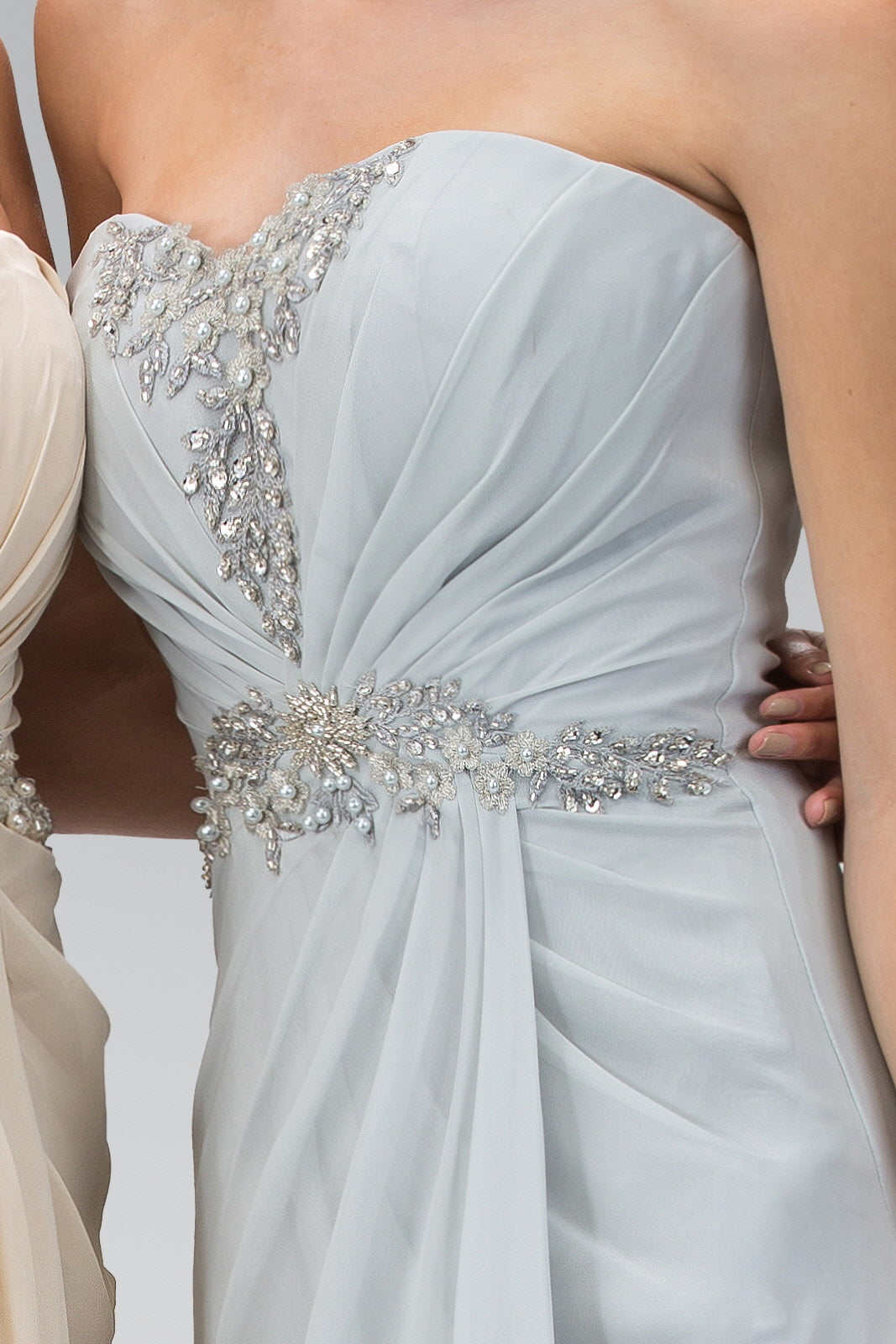 Strapless Sweetheart Long Dress with Pleated Bodice-3