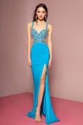 Floor Length Dress with Embroidery and Cut Outs-0