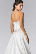 Jewels Embellished Strapless Wedding Dress with Tail-4