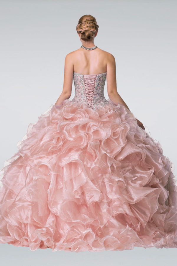 Beads Embellished Ruffled Organza Quinceanera Dress-2