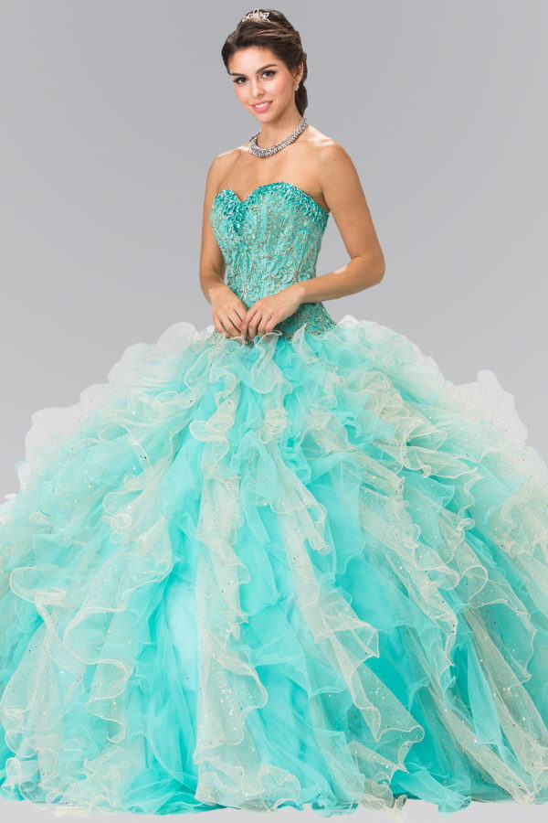 Beads Embellished Embroidery Tulle Quinceneara Dress with Bolero-2