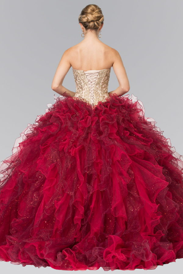 Beads Embellished Embroidery Tulle Ruffled Quinceanera Dress with Bolero-2