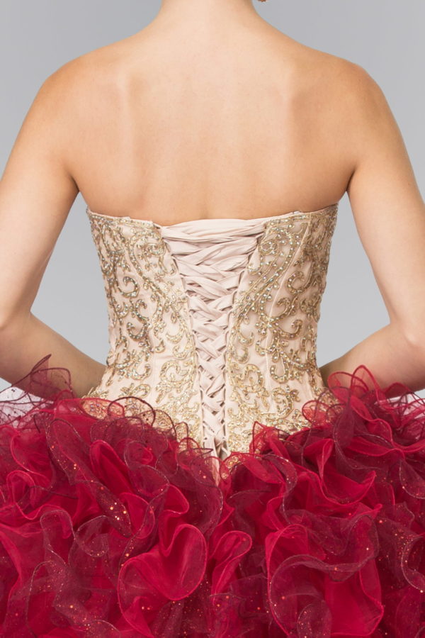 Beads Embellished Embroidery Tulle Ruffled Quinceanera Dress with Bolero-3
