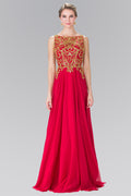 Beads Embellished Bodice Floor Length Chiffon Prom Dress-0