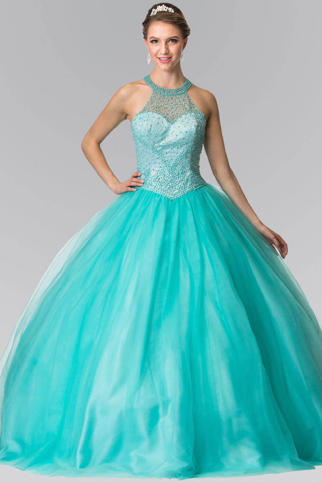Illusion Sweathearted Tulle Quinceanera Dress-2