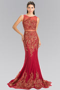 Mock Two-Piece Embroidered Jersey Long Dress-0