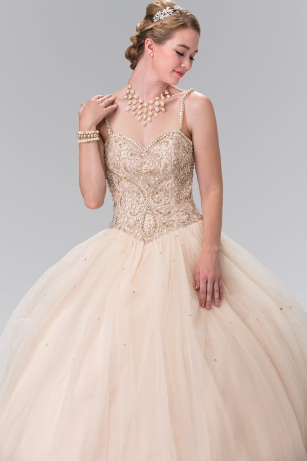 Sweetheart Neckline and Beaded Strap Quinceanera Dress (Bolero Not Included)-3