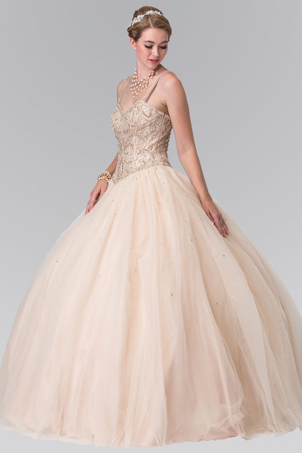 Sweetheart Neckline and Beaded Strap Quinceanera Dress (Bolero Not Included)-1