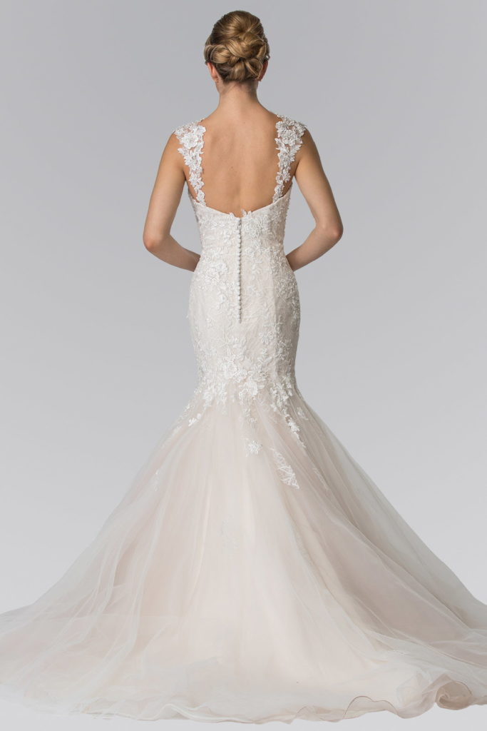 Lace Embellished Mermaid Style Wedding Dress-2