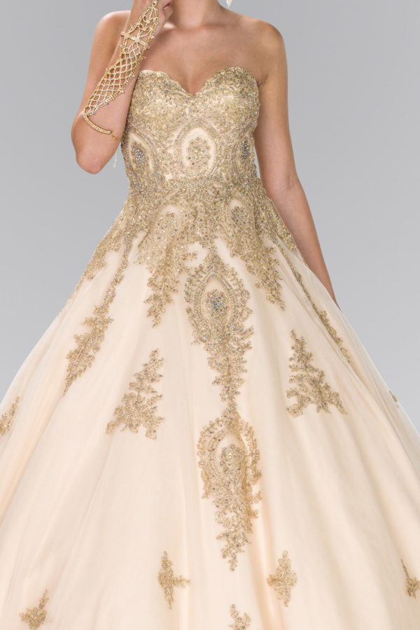 Tulle Sweetheart Ball Gown with Embroidery and Beads - Mask Not Included-2