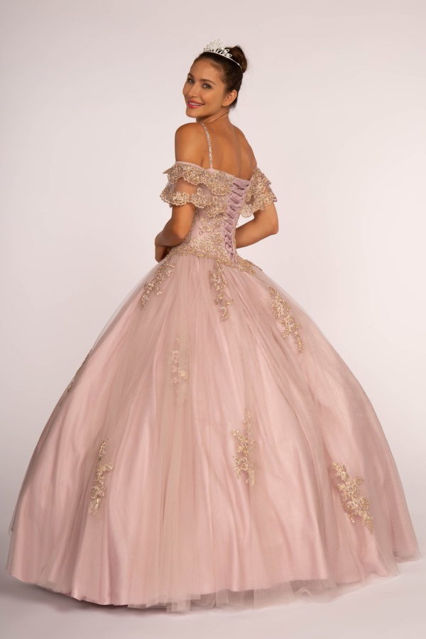 Off-the-Shoulder Embroidered Mesh Ball Gown-2