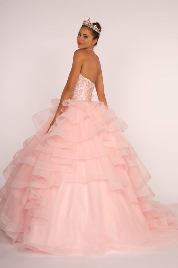 Beads and Jewel Embellished Halter Neck Quinceanera Dress-2