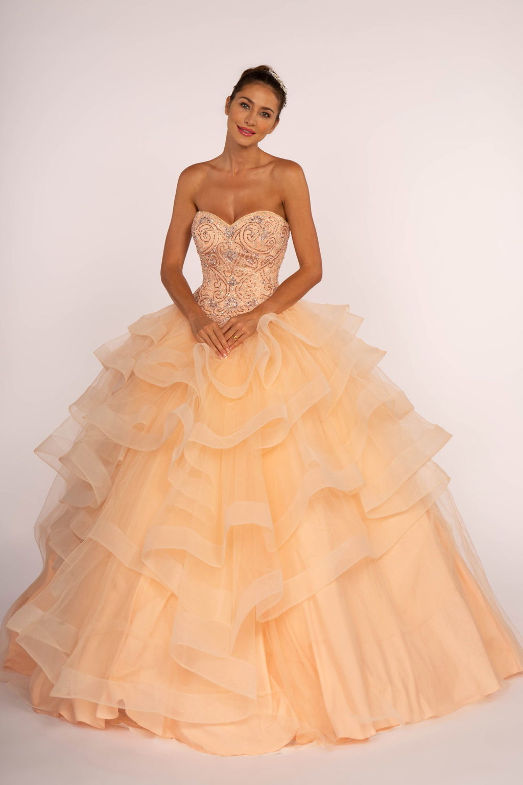 Rhinestone Embellished Sweetheart Ball Gow-1