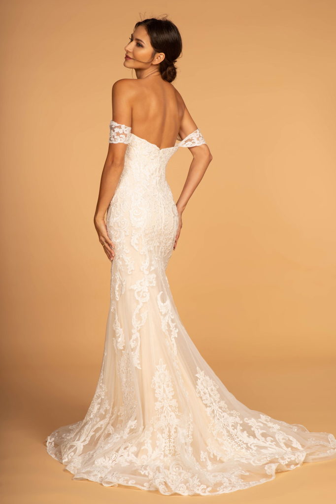 Sweethearted Embroidered Mesh Mermaid Wedding Gown-2