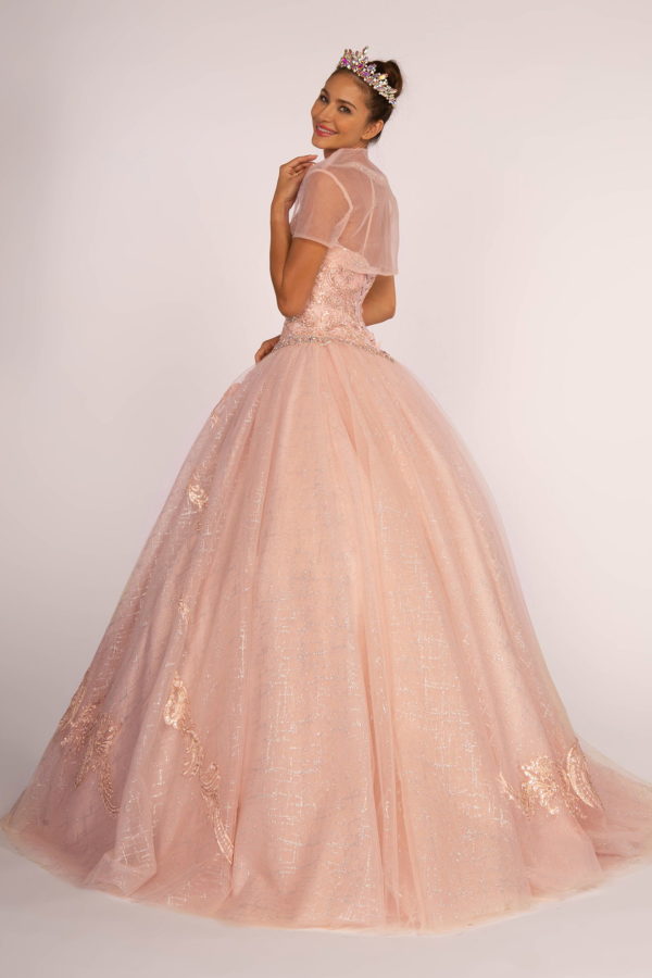 Jewel Embellished Bodice Glitter Mesh Quinceanera Dress-2