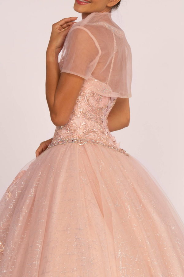 Jewel Embellished Bodice Glitter Mesh Quinceanera Dress-4
