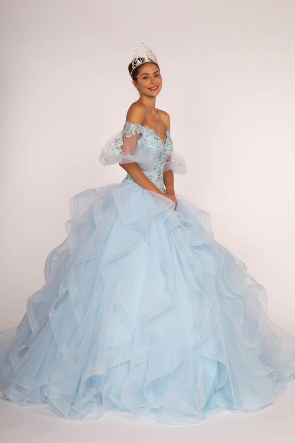 Jewel Embellished Multi-Layered Skirt Ball Gown-4
