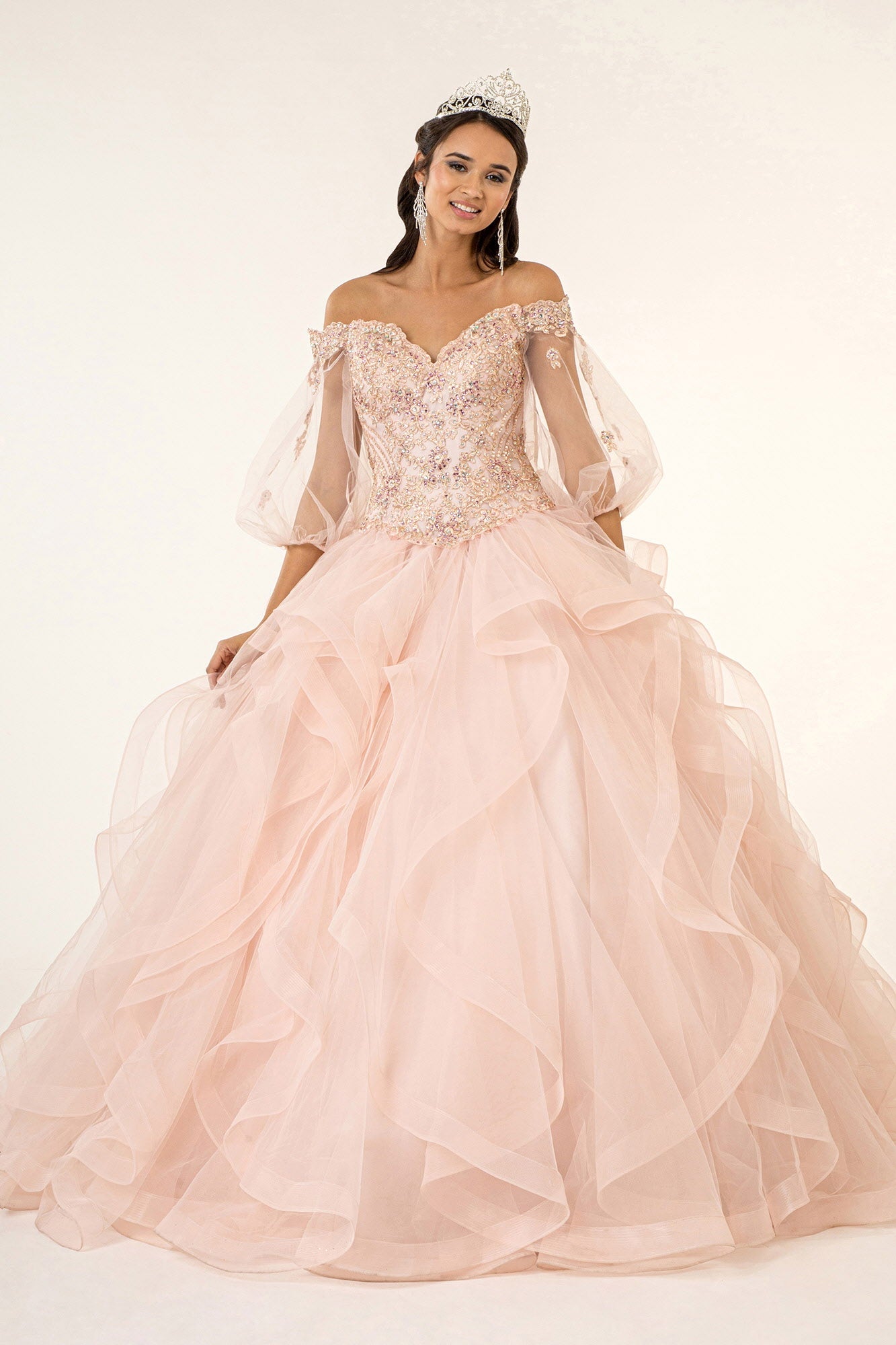 Jewel Embellished Multi-Layered Skirt Ball Gown-1