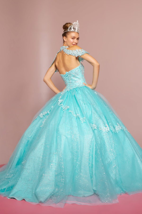 Embroidered Bodice Glitter Mesh Quinceanera Dress-2