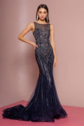 Jewel Embellished Lace Long Dress W/ V-Back-0