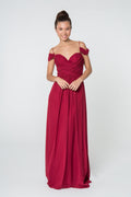 Chiffon Ruched Sweetheart Long Dress-0