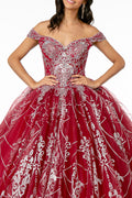 Cut-Away Shoulder Glitter Mesh Quinceanera Dress-4