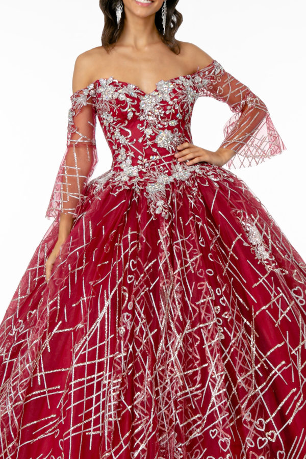Sweetheart Neckline Glitter Mesh Quinceanera Dress-2