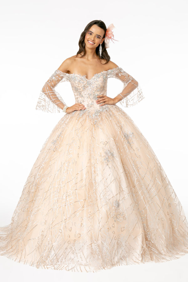 Sweetheart Neckline Glitter Mesh Quinceanera Dress-3