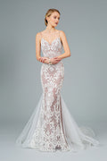 Spaghetti Strap V-Neck Mermaid Long Dress-0
