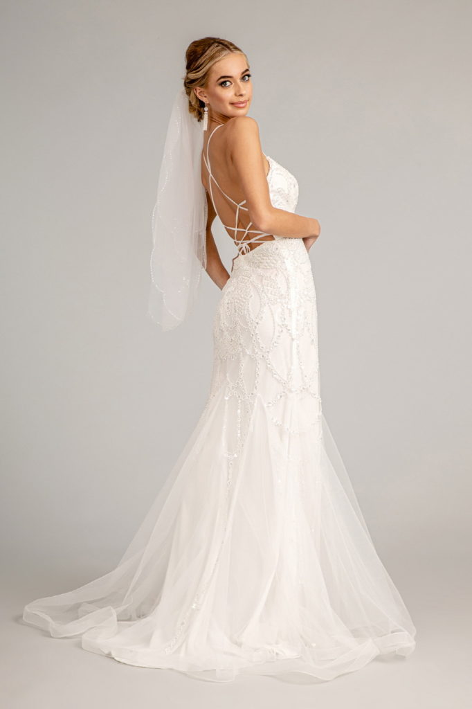 Sweetheart Embroidered Mermaid Wedding Gown w/ Open Back Laced Up-2