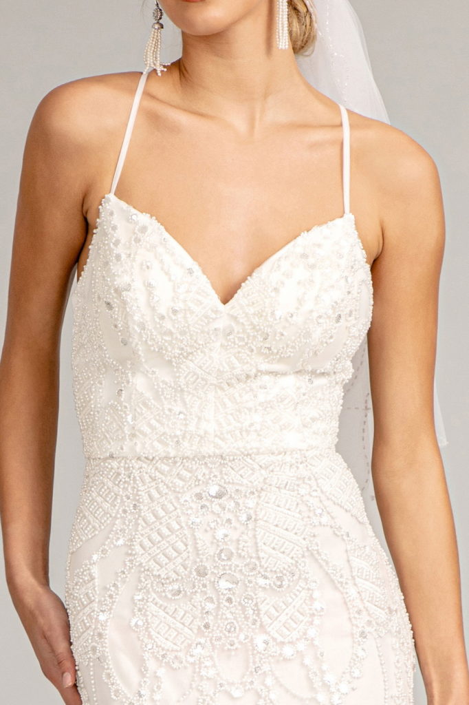 Sweetheart Embroidered Mermaid Wedding Gown w/ Open Back Laced Up-3