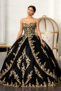 Jewel Embellished Tull Quinceanera Ball Gown w/ Embroidered Mesh Cape-5